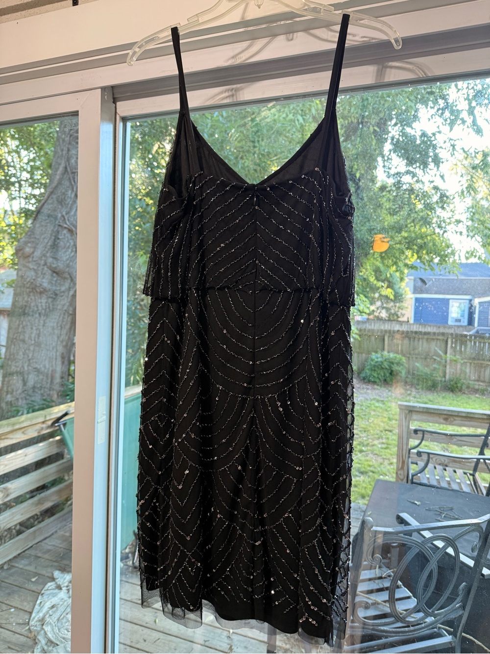 Adrianna Papell Black Beaded Midi Dress